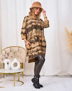 Resti Patterned women's light brown dress