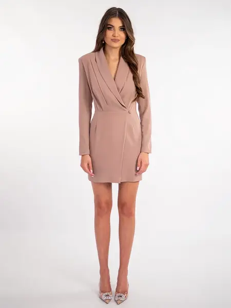 Edoti Elegant women's mini dress with heart neckline and long sleeves BLAISE DL