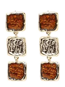 SOHI Náušnice 'Gargita'  hnedá / zlatá / čierna