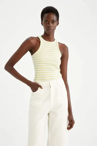 DEFACTO Slim Fit Halterový Límec Žebrovaný Tílko