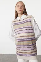 Trendyol Lilac Patterned Knitwear Sweater