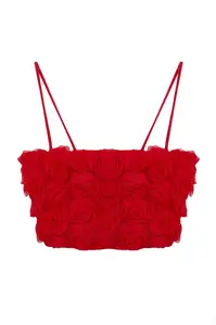 Trendyol Limited Edition Red 3D Floral Crop Bustier