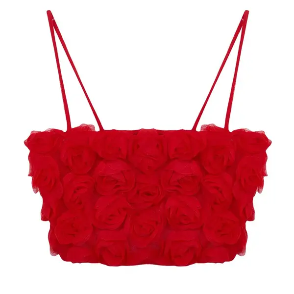 Trendyol Limited Edition Red 3D Floral Crop Bustier