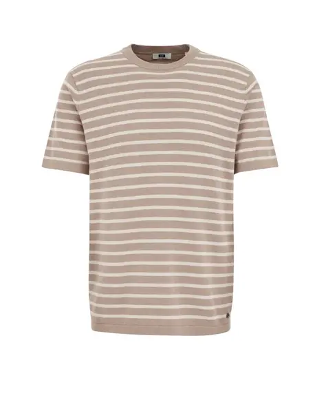 WE Fashion Sveter  tmavobéžová / šedobiela