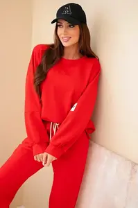 Kesi Włoski Viskózový komplet teplákové + kalhoty červený