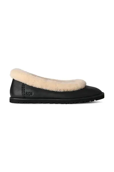Kožené baleríny UGG Zora Leather Ballet Flat černá barva, 1178450.BLK