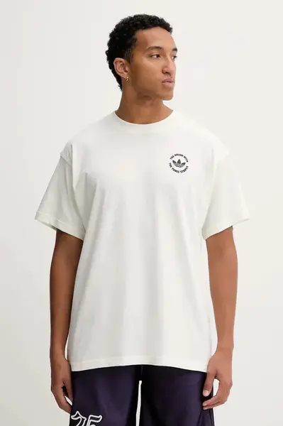 Bavlněné tričko adidas Originals Camel Treffy pánské, béžová barva, HY2084