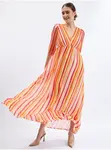 Orsay Růžovo-oranžové dámské pruhované maxi šaty - Dámské