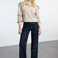 Trendyol Dark Blue Iron-On High Waist Straight Jeans