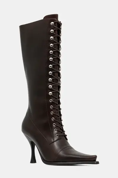 Kožené kozačky Jeffrey Campbell LANI-2 dámské, hnědá barva, na podpatku, JCD-218-6-01