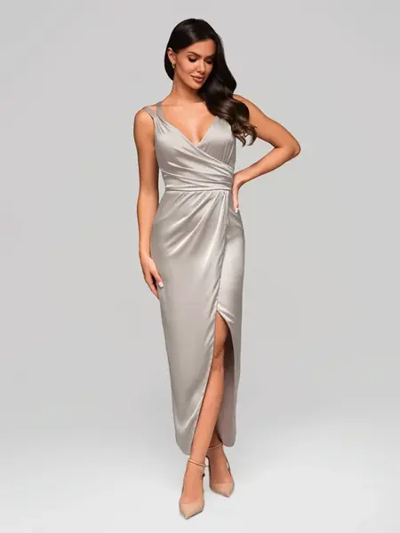 Edoti Women's midi dress with slim straps and a sweetheart neckline LIDIA DL