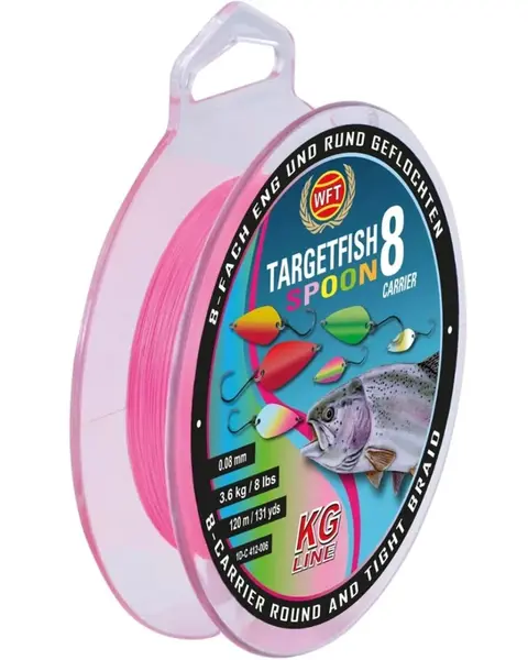 Wft splétaná šňůra targetfish 8 spoon pink 120 m - 0,08 mm 5 kg
