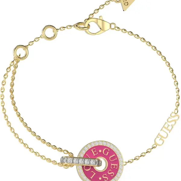Guess Fashion pozlacený náramek se zirkony Love Guess JUBB04078JWYGFC 18,5 cm