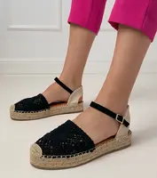 Gemre Čierne sandále espadrilky ažúrové Santos