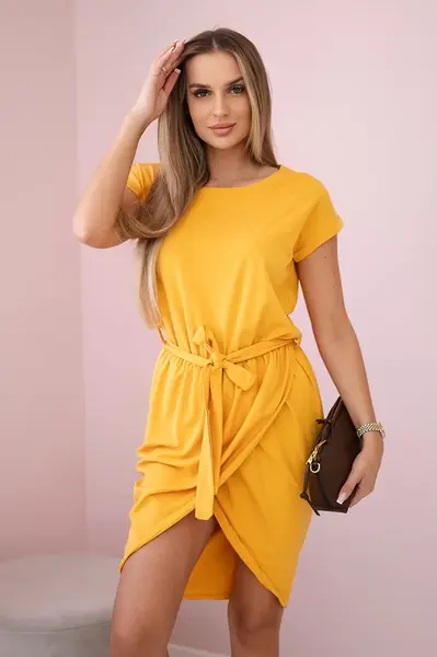 Tied dress with clutch bottom mustard