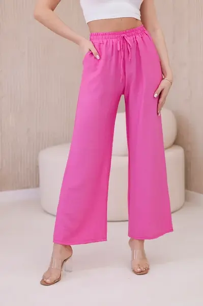 Pink viscose wide trousers