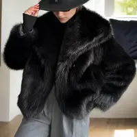 41151 Dewberry Lined Faux Fur Jacket-BLACK