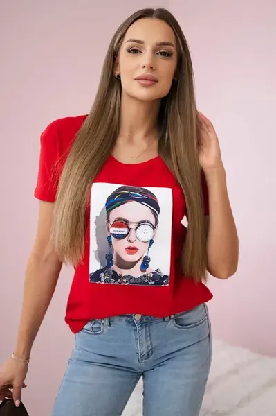 Women's graphic blouse red