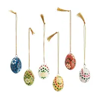 Závěsné dekorace Madam Stoltz Handmadepapermacheeggs 6-pack