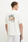 Bavlněné tričko adidas béžová barva, s potiskem, JJ3971