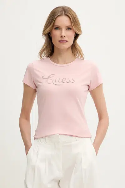 Tričko Guess dámské, růžová barva, W5GI47 KA0Q1