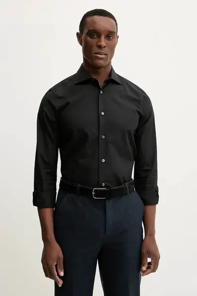 Bavlněná košile Paul Smith černá barva, slim, s klasickým límcem, M1R-790Y-M00050