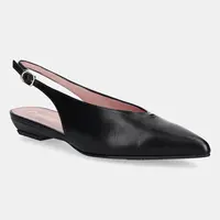Kožené baleríny Pretty Ballerinas Kamala černá barva, s odkrytou patou, 52178_A