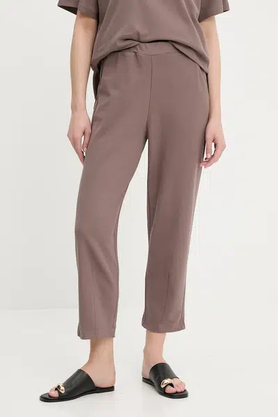 Kalhoty Answear.LAB dámské, hnědá barva, high waist