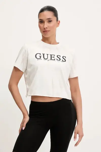 Bavlněné tričko Guess GENZIANA dámské, bílá barva, V5GI19 I3Z14