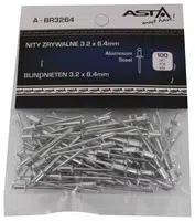 Trhací nýty hliník-ocel, 4,0 x 12,7 mm, s plochou hlavou, sada 100 ks - ASTA Velikost: 3.2x6.4 mm