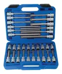 Zástrčné hlavice TORX 1/2", standardní, prodloužené a extra dlouhé, T20-T70, 32 ks - SATRA