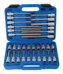 Zástrčné hlavice TORX 1/2", standardní, prodloužené a extra dlouhé, T20-T70, 32 ks - SATRA