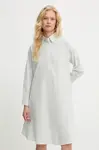 Lněné šaty Answear.LAB zelená barva, mini, oversize