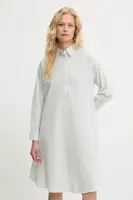 Lněné šaty Answear.LAB zelená barva, mini, oversize