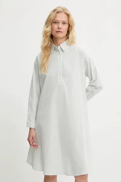 Lněné šaty Answear.LAB zelená barva, mini, oversize