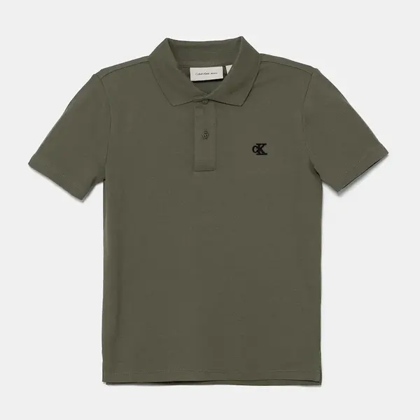 Dětské polo tričko Calvin Klein Jeans zelená barva, IB0IB02486