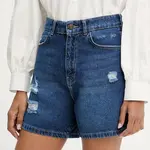 Džínové šortky Answear.LAB dámské, tmavomodrá barva, high waist