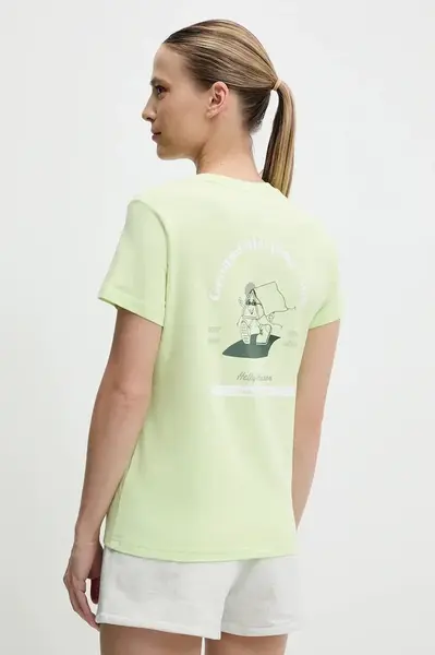 Bavlněné tričko Helly Hansen MASSIF GRAPHIC dámské, zelená barva, 54595