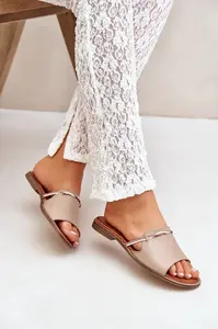 Kožené Pantofle Tmavě Béžové Lewski Shoes 3047