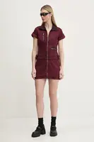 Džínové šaty Guess Originals vínová barva, mini, W5RG68 D4ON0