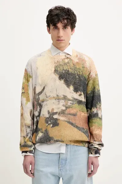 Svetr Desigual MASTERPIECE pánský, béžová barva, 25SMJF05