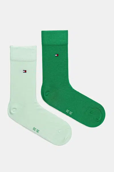 Dětské ponožky Tommy Hilfiger 2-pack zelená barva, 391334