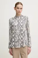 Košile OUI dámská, béžová barva, regular, se stojáčkem, 92181