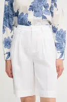 Lněné kraťasy OUI dámské, bílá barva, high waist, 92922