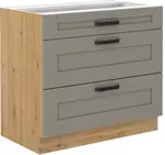 Spodní skříňka Luna 80 D 3S BB - Premium Box Barva korpusu: Dub artisan, Barva dvířek: Clay Grey