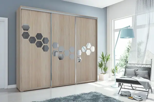 Šatní skříň Ska A23 XL Barva korpusu: Dub - sonoma, Rozměry: 278 cm, Dveře: Dub sonoma