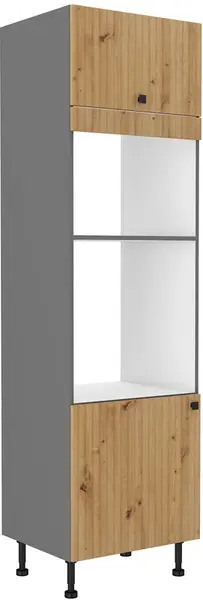 Vysoká skříňka na vestavnou a mikrovlnou troubu Ava 60 DPM-215 2F Barva korpusu: Antracit, Barva dvířek: Dub Artisan