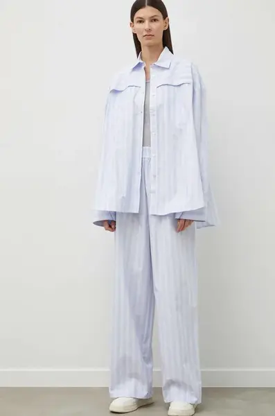 Bavlněné kalhoty Remain široké, high waist