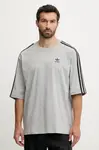 Bavlněné tričko adidas Originals Oversize Tee pánské, šedá barva, s aplikací, JY1395