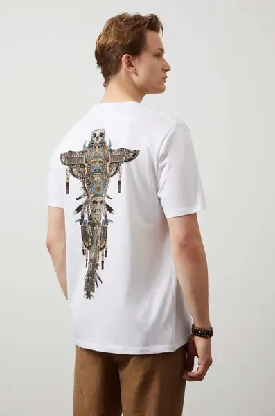 Bavlněné tričko Medicine pánské, bílá barva, s potiskem